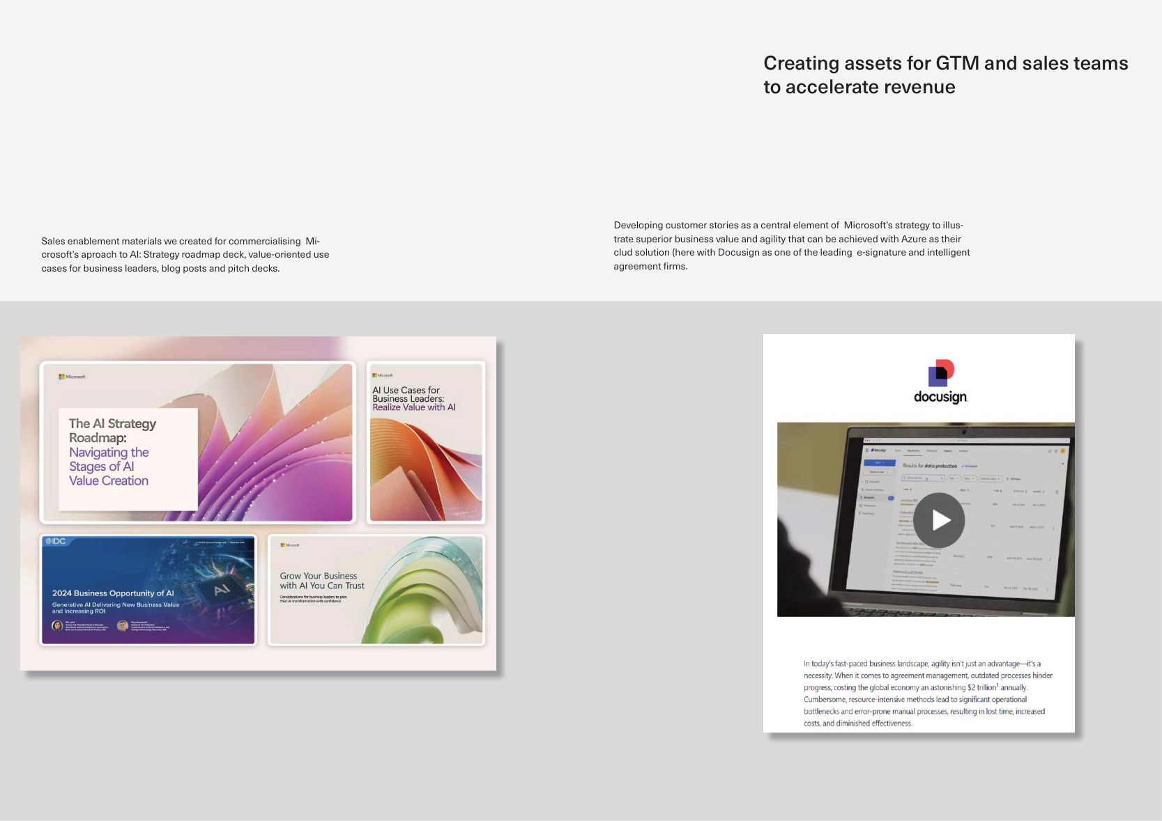 GTM and sales enablement assets
