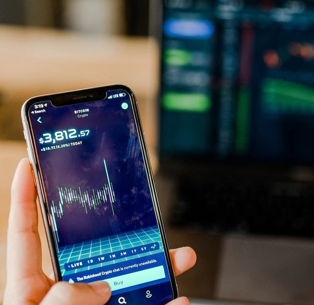 Smartphone displaying a financial market chart